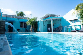 Solar panels huge pool fiber optic 100m to beach